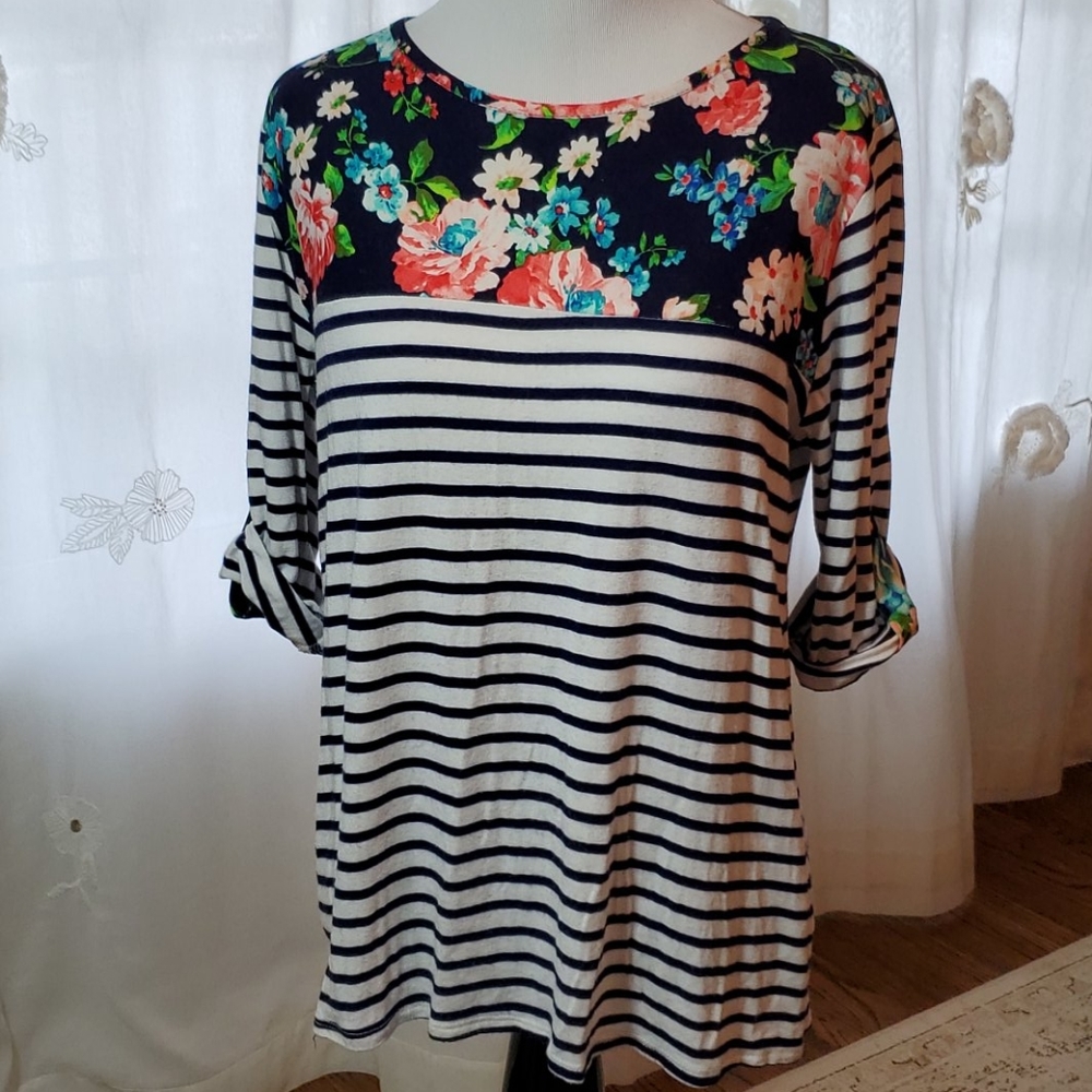 Floral and Stripe Top